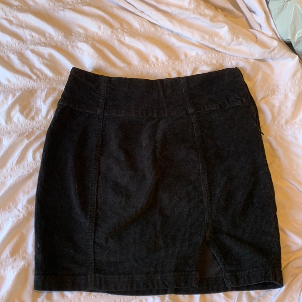 Black corduroy mini skirt